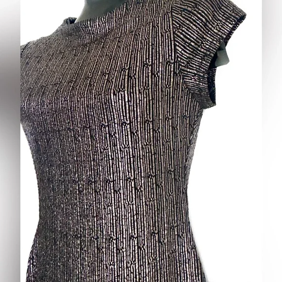 Stella Luce Metallic Ribbed Cap-Sleeve Midi Dress *NWOT - Picture 8 of 14